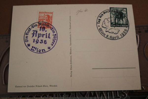 Postcard - March 13, 1938 One People One Reich One Leader Special Stamp Vienna